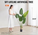 Artificial Birds Of Paradise Tree, 5 FT Tall Faux Plant, PE Material & Anti-Tip Tilt Protection Low-Maintenance Plant, Lifelike Green Fake Tree for Home Office Warehouse Decor Indoor Outdoor